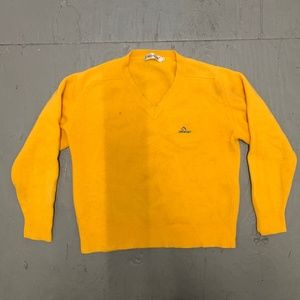 Vintage Jordache Wool Sweater Womens Size Small V-neck Yellow 70s 80s Retro
